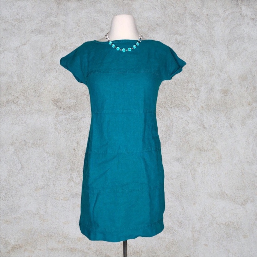 BANANA REPUBLIC teal linen midi dress